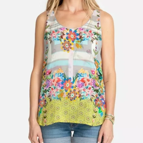 JOHNNY WAS TABITHA REVERSIBLE FLORAL PRINT TANK SIZE M - Picture 1 of 13